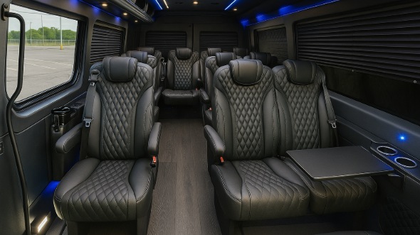 Interior of Shreveport Party Bus Company's 15 Passenger Minibus in Shreveport