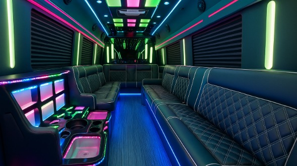 Interior of Tyler Party Bus Company's 25 Passenger Party Bus in Tyler