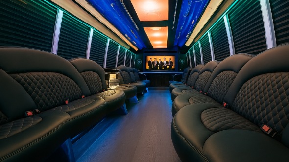 Interior of Bossier City Party Bus Company's 28 Passenger Party Bus in Bossier City