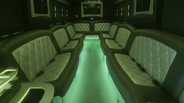 Interior of Little Rock Party Bus Company's 28 Passenger Party Bus in Little Rock
