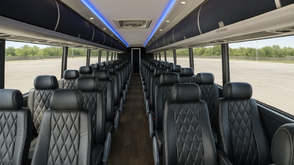 Interior of Shreveport Party Bus Company's 44 Passenger Charter Bus in Shreveport