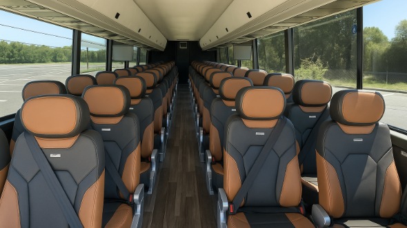 Interior of Shreveport Party Bus Company's 47 Passenger Charter Bus in Shreveport