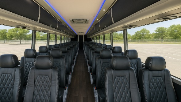 Interior of Shreveport Party Bus Company's 48 Passenger Charter Bus in Shreveport