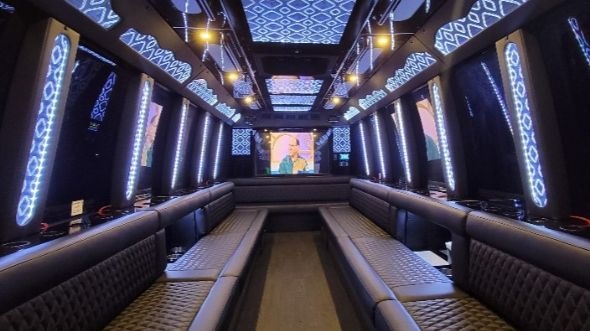 Interior of Metairie Party Bus Company's 50 Passenger Party Bus in Metairie