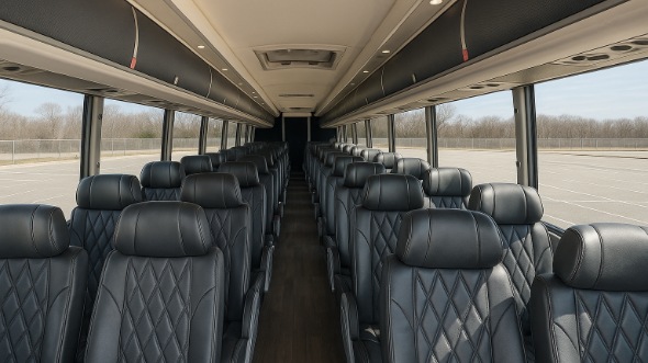 Interior of Shreveport Party Bus Company's 51 Passenger Charter Bus in Shreveport