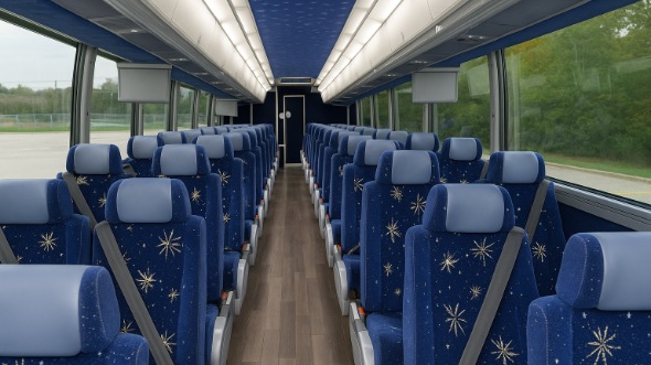 Interior of Shreveport Party Bus Company's 55 Passenger Charter Bus in Shreveport