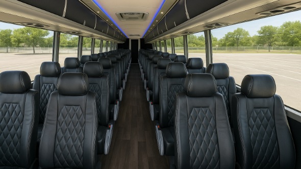 Interior of Shreveport Party Bus Company's 56 Passenger Charter Bus in Shreveport